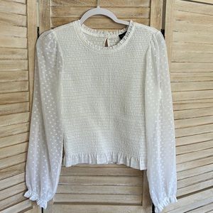 Laundry by Shelli Segal Smocked White Top S